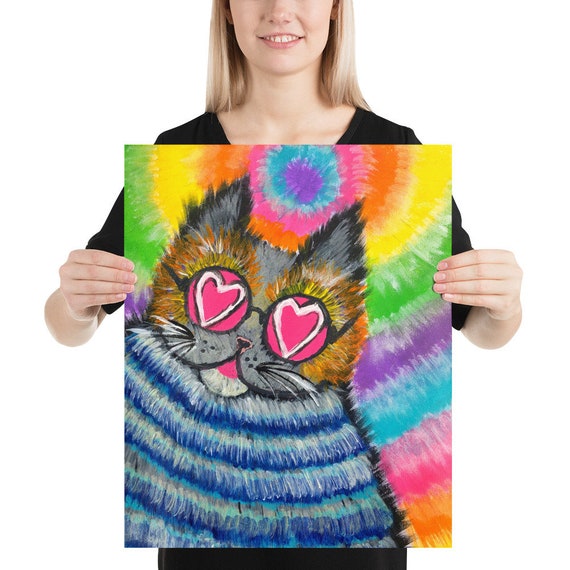 Limited Edition! Alice's Fat Cat Photo Paper Poster - Whimsical Print - Psychedelic Art by Hadie Boul