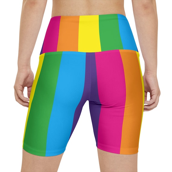 Vibrant Rainbow Workout Shorts, Fitness Shorts, Summer Activewear, Pride Gear, Colorful Exercise Shorts, LGBTQ+ Athletic Wear
