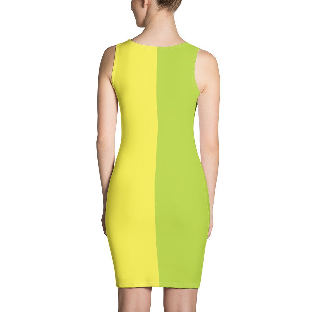 green and yellow dress