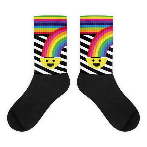 Happy Face Socks - Fun Socks for Anyone - Funny Gifts - Rollerskating Socks - Rainbow Socks