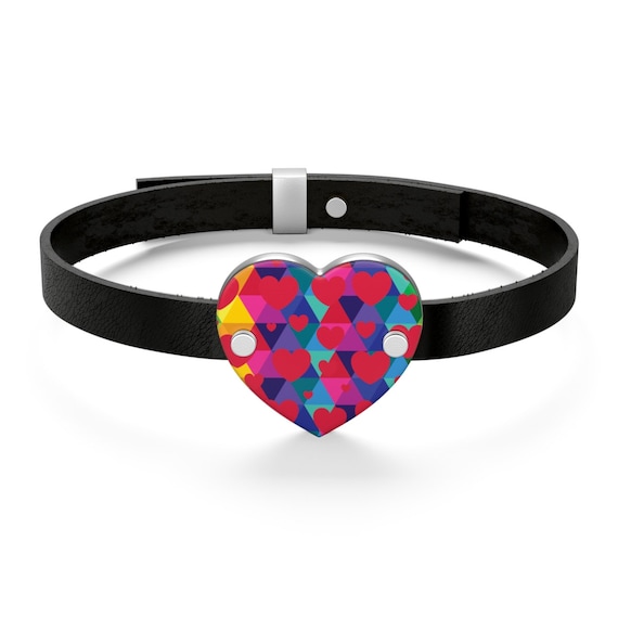 Colorful Heart Leather Bracelet for Your Love on Valentines Day or Gift for Your Daughter