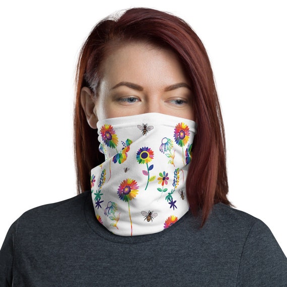 The Flower Collection: Neck gaiter - Colorful Flower Pattern - Cover Cold Wind and Block Sun - Lightweight for Fishing