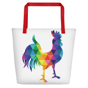 Tote Bag Colors Of The Rainbow The Rockin' Rooster Beach Bag Rainbow Rooster Gift 16 x 20 image 7