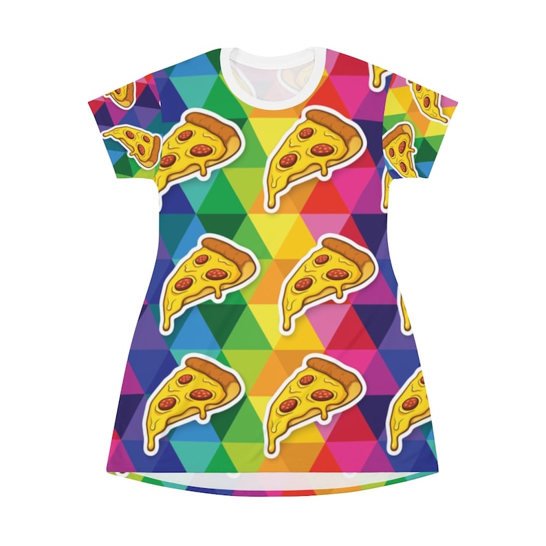 Graphic Tshirt Top Women/'s Rainbow Dress Apparel for Pizza Lovers Pizza T-shirt Dress
