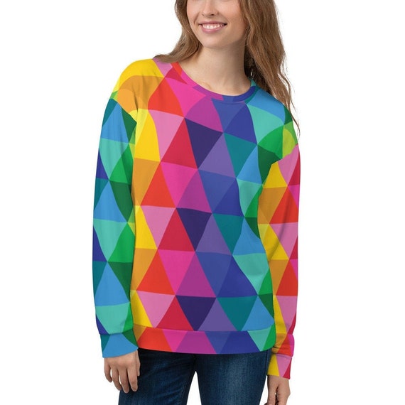 The Unicorn Sweatshirt! It's a Colorful Rainbow Unisex Sweatshirt with Geometric Multicolor Designs This Pullover Shirt is a Clothing Gift
