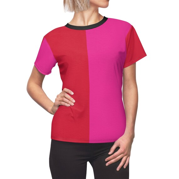 Red + Pink Two Toned Women's Cut & Sew Tee