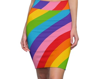 Rainbow Striped Women's Pencil Skirt