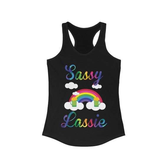 St Patricks Day Sassy Lassie Women's Ideal Racerback Tank Irish Drinking Shirt