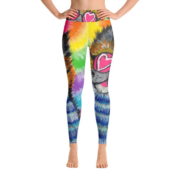Limited Edition! Alice's Fat Cat Yoga Leggings - Whimsical Print - Psychedelic Art by Hadie Boul