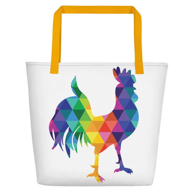 Tote Bag Colors Of The Rainbow The Rockin' Rooster Beach Bag Rainbow Rooster Gift 16 x 20 image 5