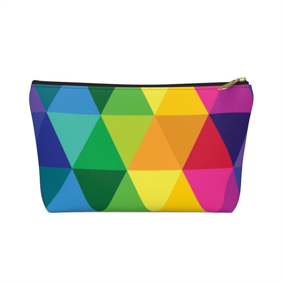 Accessory Pouch w T-bottom Colorful Rainbow Bag Catch All