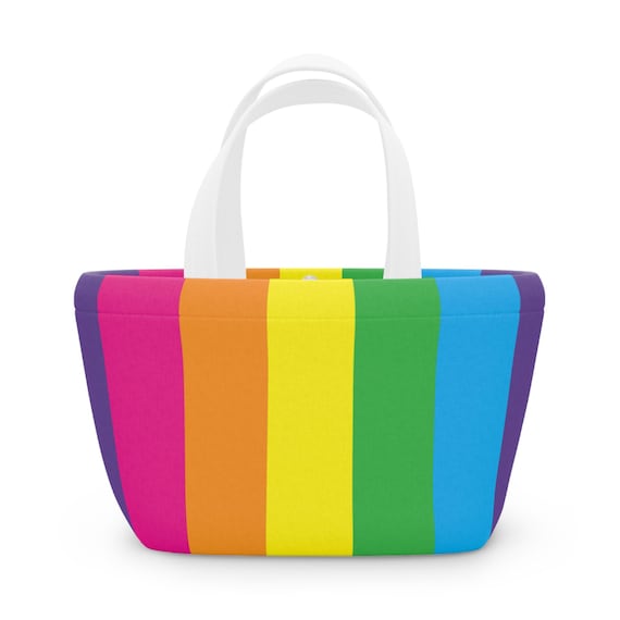 Vibrant Rainbow Lunch Bag | Colorful Insulated Tote for School, Picnic, Travel, Pride Events, Eco-Friendly Lunch Container