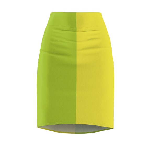 Lime + Yellow Two Toned Women's Pencil Skirt