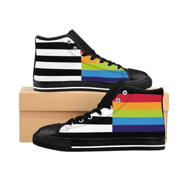 Rainbow Striped Women's High-top Sneakers