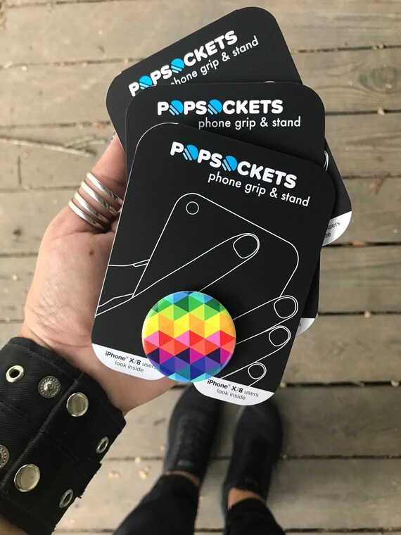 Popsocket Finger Grip/Kickstand - Rainbow Phone Stand - Grip Stand for Phones and Tablets - Love Is Love and Make It Happen Too