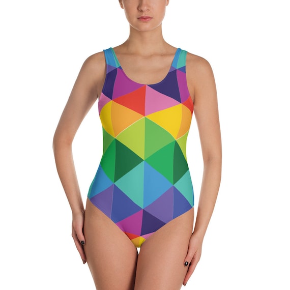 One-Piece Swimsuit for Her Cosmic Rainbow Galaxy Bathing Suit for Beach Lovers or Pool Side