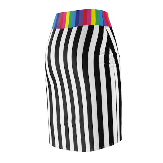 The Black and White Collection: Women's Striped Pencil Skirt
