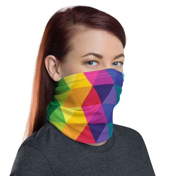 Kaleidoscope Neck gaiter - Unisex Face Mask Covering - Colorful Geometric Pattern - Cover Cold Wind and Block Sun - Lightweight for Fishing