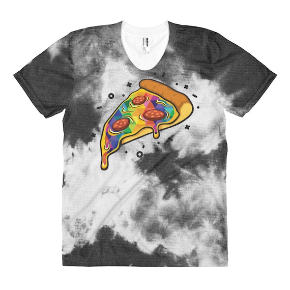 Pizza Tie Dye Black and White Women's sublimation t-shirt for Pizza Lovers or as Pizza Gift