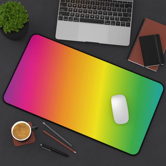 Vibrant Desk Mat, Colorful Workstation Accessory, Home Office Decor, Gift for Students, Desk Organizer, Rainbow Gradient Design