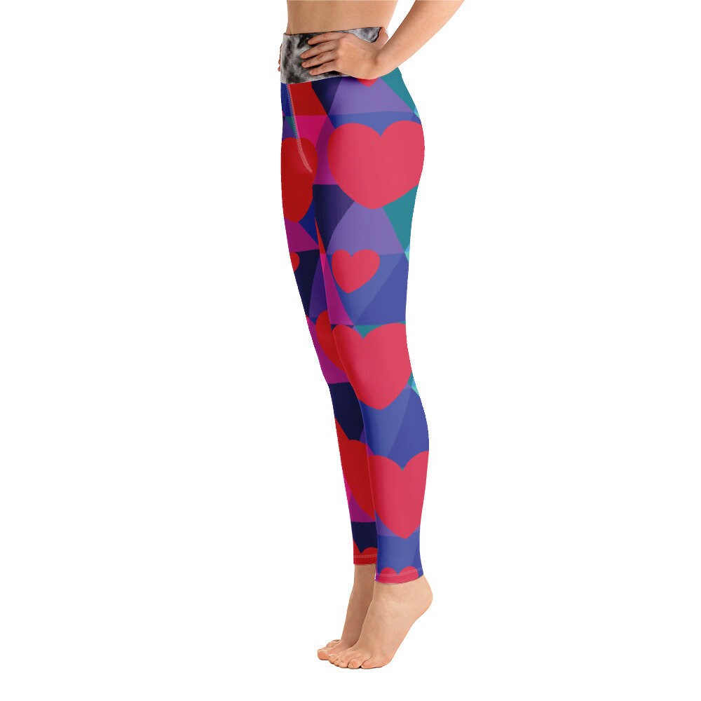 Colorful Heart Rainbow Yoga Leggings Gift for Her