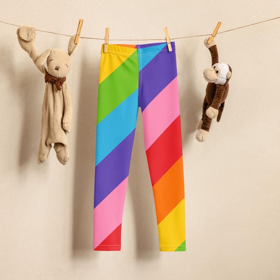 Rainbow Striped Kid's Leggings - Colorful Bottoms for Fun