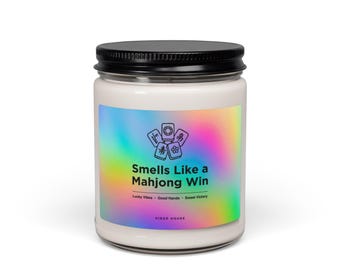 Smells Like a Mahjong Win Candle | Scented Soy 9oz | Funny Mahjong Gift | Mahjong Candle | Gift for Mahjong Players | Iridescent Jar