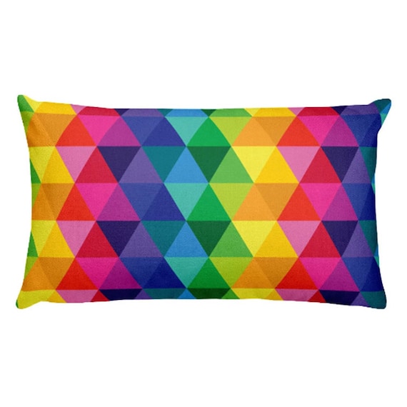 Rectangular Pillow - Throw Pillow - Colors of the Rainbow - Triangles