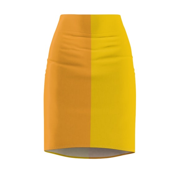Neon Orange Two TonedWomen's Pencil Skirt