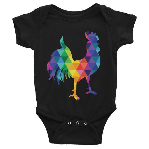 Soft Infant Bodysuit with a Colorful Rooster on the Front