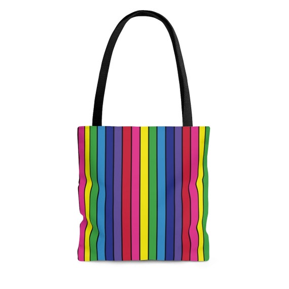 The Vivid Collection: Rainbow Striped Tote Bag | Etsy