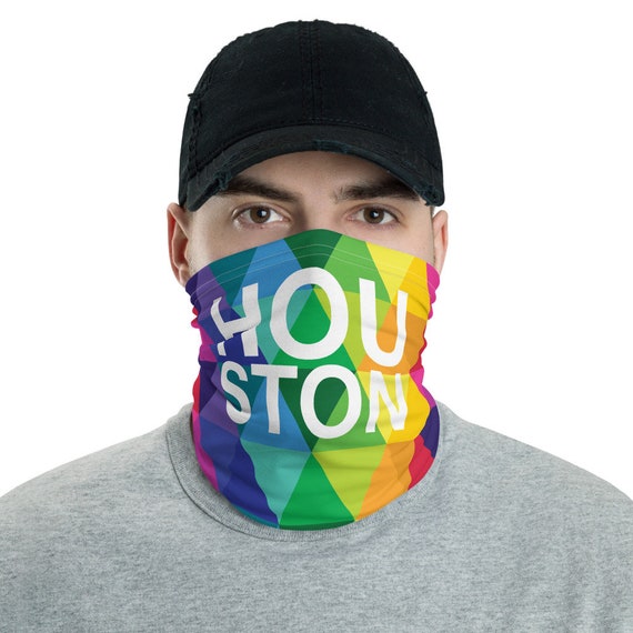 Colorful Neck gaiter - Unisex Face Mask Covering - Colorful Geometric Pattern - Block Wind and Sun - Lightweight for Fishing - Houston Texas