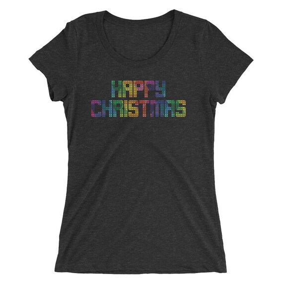 Happy Christmas Ladies' short sleeve t-shirt Colorful Holiday Shirt Gift for Xmas