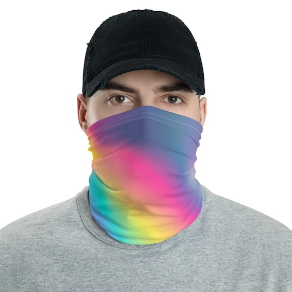 Multi Colored Neck gaiter - Unisex Face Mask Covering - Colorful Iridescent Pattern - Block Wind and Sun - Lightweight for Fishing