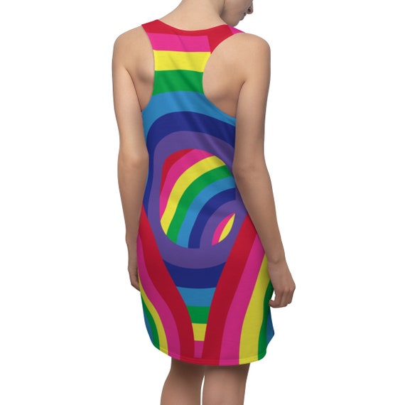 Rainbow Women's Racerback Dress Colorful Outfit Multicolored Tank Dress