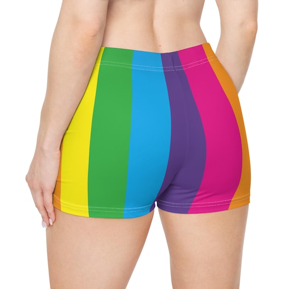 Vibrant Rainbow Women's Shorts, Perfect for Summer, LGBTQ+ Pride, Beach Days, Festivals, Outdoor Fun, Casual Wear