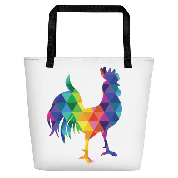 Tote Bag Colors Of The Rainbow The Rockin' Rooster Beach Bag Rainbow Rooster Gift