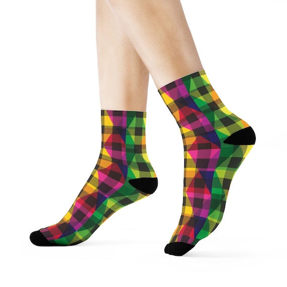 Christmas Crew Socks - Colorful Plaid