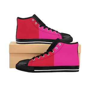 Red + Pink Two Toned Women's High-top Sneakers