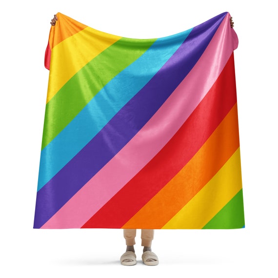 Rainbow Striped Sherpa blanket