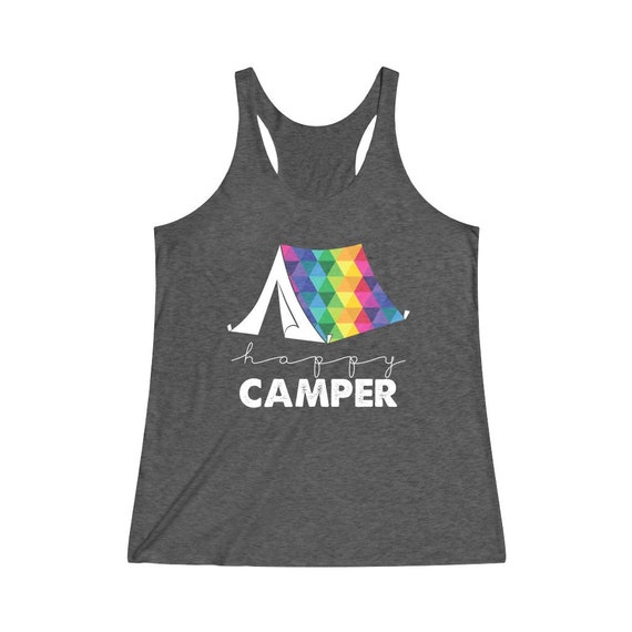 Happy Camper Women's Tri-Blend Racerback Tank Top