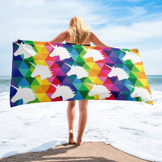 Unicorn Beach Towel for Anyone Rainbow Towel Gift