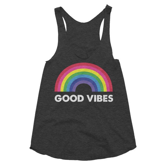 Good Vibes Rainbow Women's Tri-Blend Racerback Tank