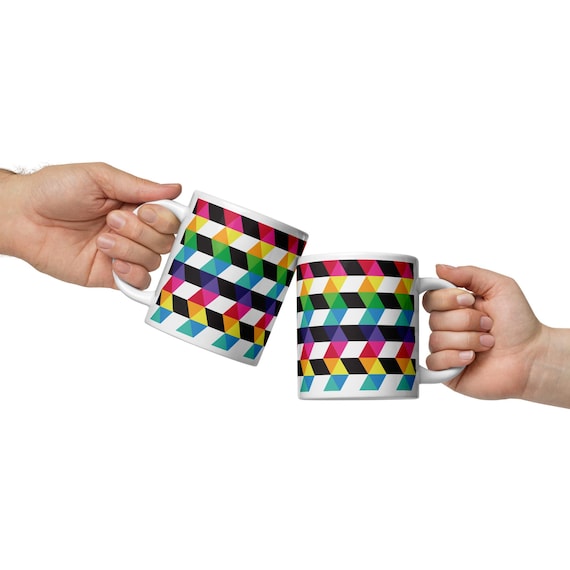 Geometric Rainbow Zig Zag Mug — Colorful Modern Ceramic Coffee Cup | Gift for Office, Kitchen, Tea & Coffee Lovers