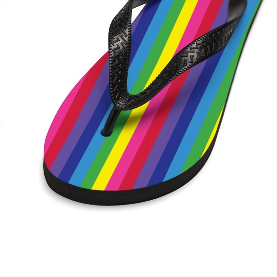 The Vivid Collection: Rainbow Striped Unisex Flip-Flops