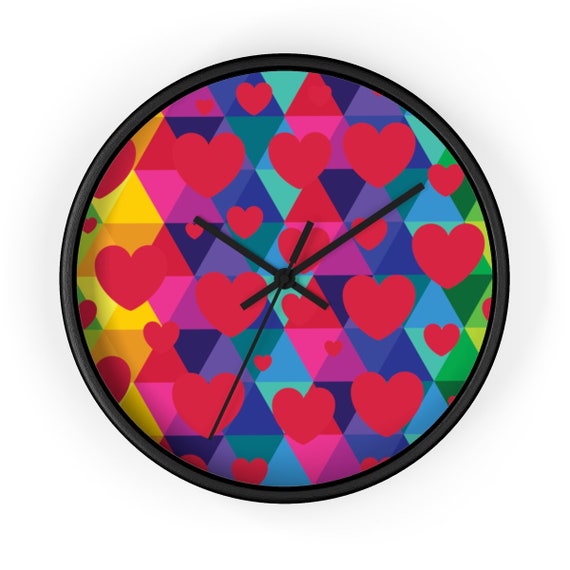 Colorful Hearts Wall clock
