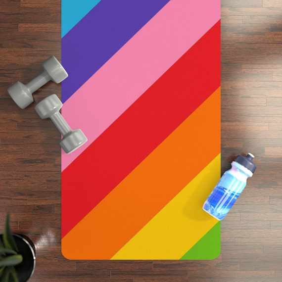 Rainbow Striped Rubber Yoga Mat