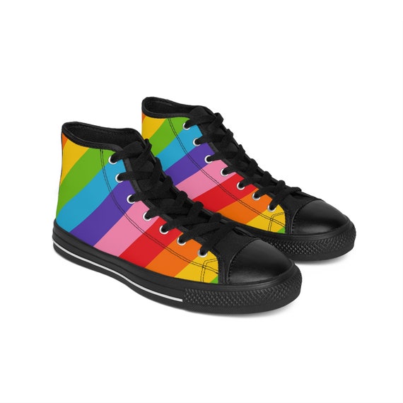 Rainbow Striped Women's Classic Sneakers