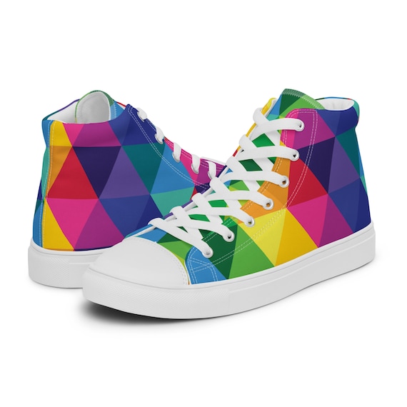 Men’s Colorful Rainbow high top canvas shoes