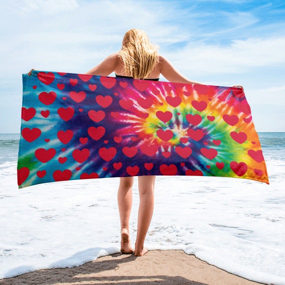 Tie Dye Collection: Love Goes Around Towel for the Beach or Pool on Hot Summer Days